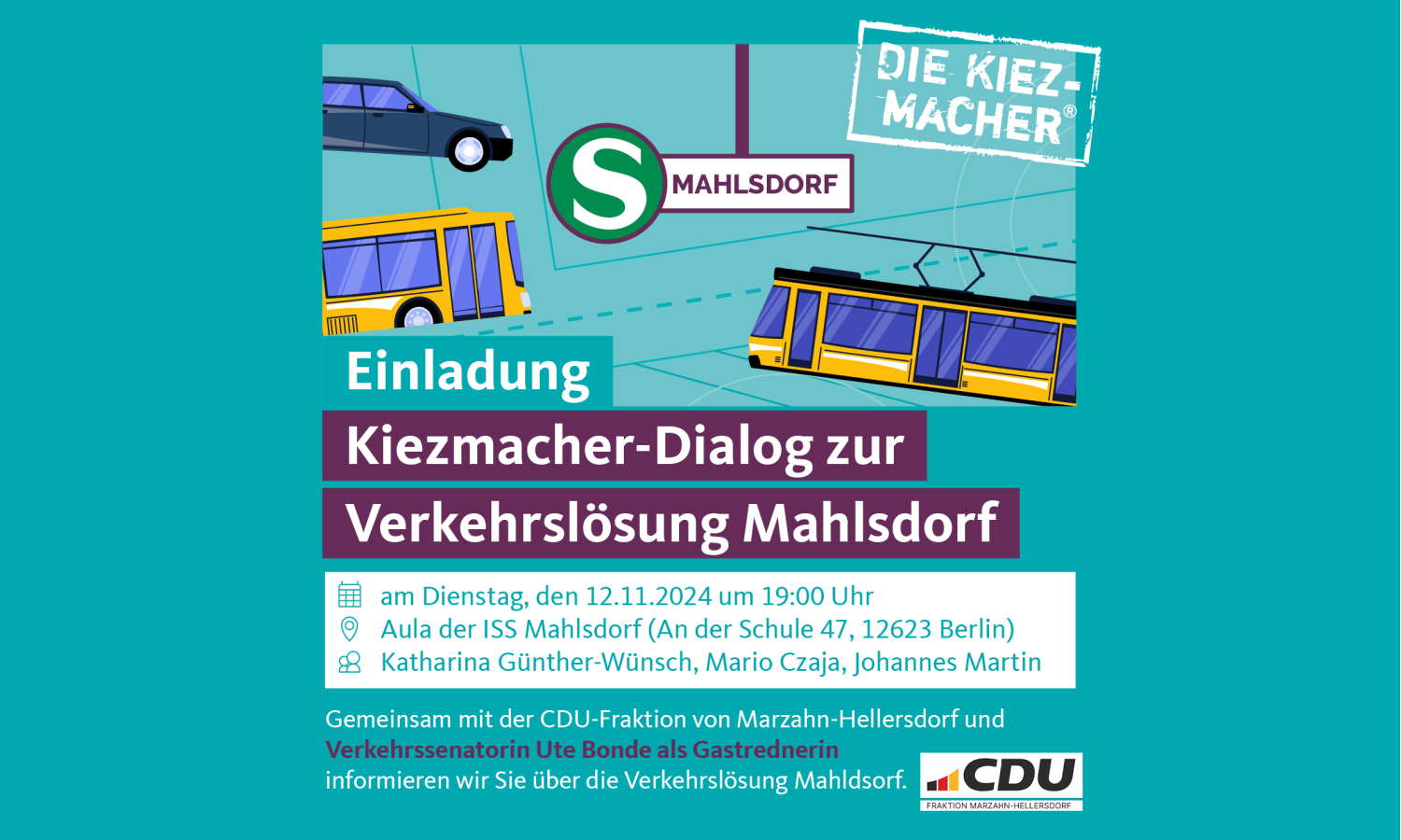 Kiezmacher-Dialog zur Verkehrslösung Mahlsdorf mit Senatorin Bonde